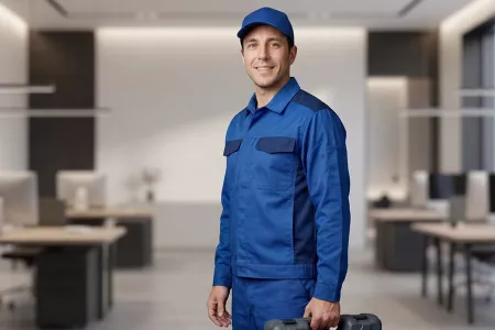 Handwerker lächelt