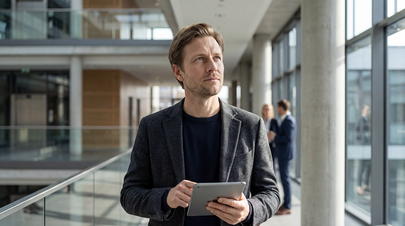 Geschäftsmann in einem modernen deutschen Büro